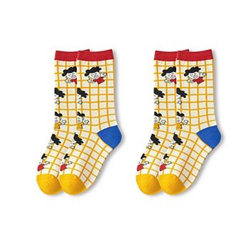 Womens Crew Socks 2 Pair Pack Soft Knit Fun Pattern Casual Socks