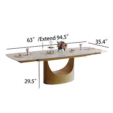 Modern Extendable Dining Room Table - 63" to 94.5" Extendable Dining Room Table for 6-12