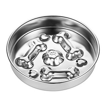 Stainless Steel Dog Slow Feeder Bowl with Raised Design