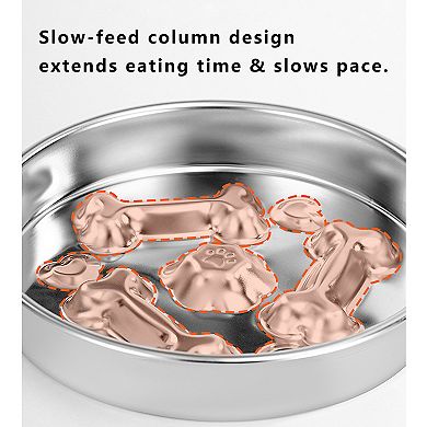 Stainless Steel Dog Slow Feeder Bowl with Raised Design