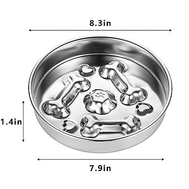 Stainless Steel Dog Slow Feeder Bowl with Raised Design