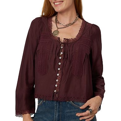 Women's Flint & Moss Lace Trim Peasant Blouse