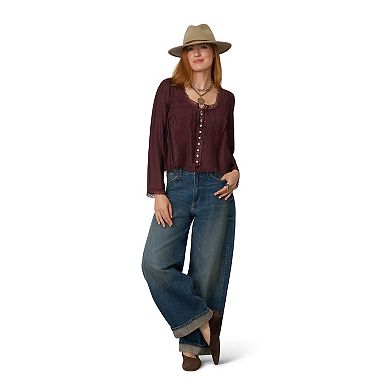 Women's Flint & Moss Lace Trim Peasant Blouse