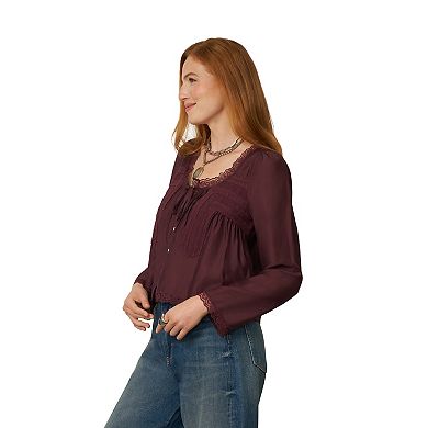 Women's Flint & Moss Lace Trim Peasant Blouse