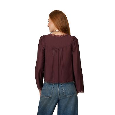 Women's Flint & Moss Lace Trim Peasant Blouse