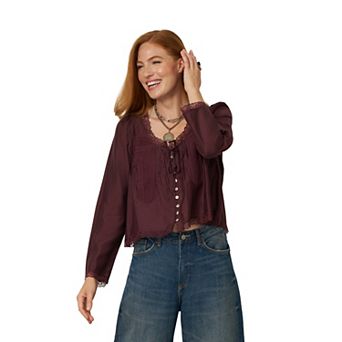 Women's Flint & Moss Lace Trim Peasant Blouse