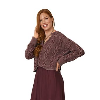 Women's Flint & Moss Oversized Cable Knit Henley Sweater
