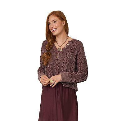 Women's Flint & Moss Oversized Cable Knit Henley Sweater