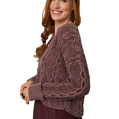 Women's Flint & Moss Oversized Cable Knit Henley Sweater