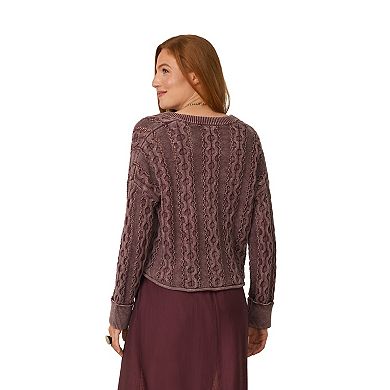 Women's Flint & Moss Oversized Cable Knit Henley Sweater