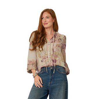 Women's Flint & Moss Floral Lace Trim Blouse