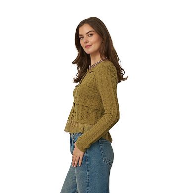 Women's Flint & Moss Lace Stitch Mix Media Sweater Cardigan