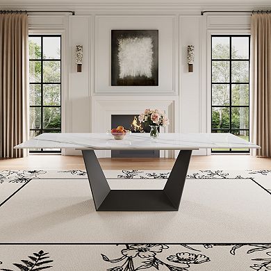 Modern Expandable Dining Table - 63" to 95" Extendable Dining Room Table for 6-12