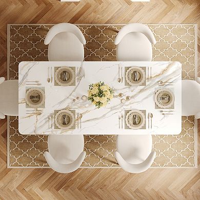 71" Modern Dining Table for 6, Sintered Stone Dining Table Top