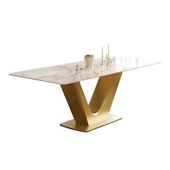 71" Modern Dining Table for 6, Sintered Stone Dining Table Top