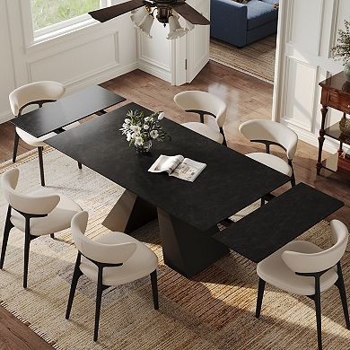 Modern Expandable Dining Table- 63" to 94.5" Extendable Dining Room Table