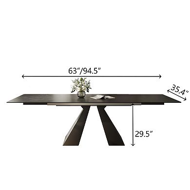 Modern Expandable Dining Table- 63" to 94.5" Extendable Dining Room Table