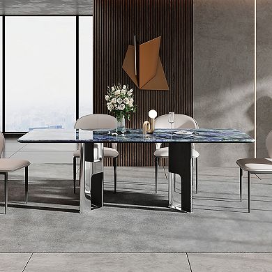 78" Modern Dining Table for 8-10, Rectangle Kitchen Table