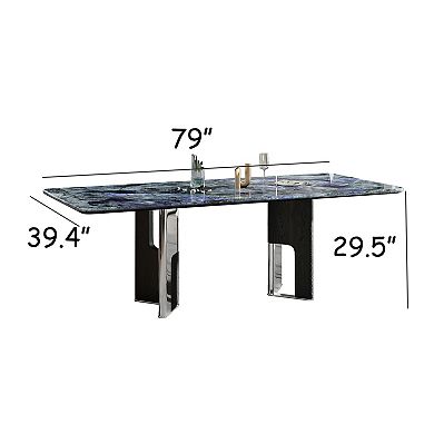 78" Modern Dining Table for 8-10, Rectangle Kitchen Table