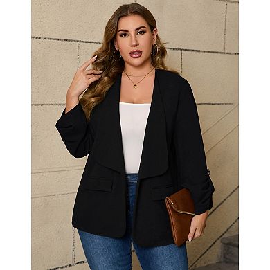 Womens Plus Size Business Casual Coats for Work Long Sleeve Suit Jackets