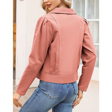 Women's Jackets Cropped Blazer Long Sleeve Casual Coat Notch Lapel Coats