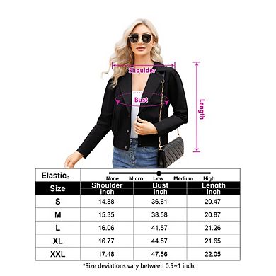 Women's Jackets Cropped Blazer Long Sleeve Casual Coat Notch Lapel Coats