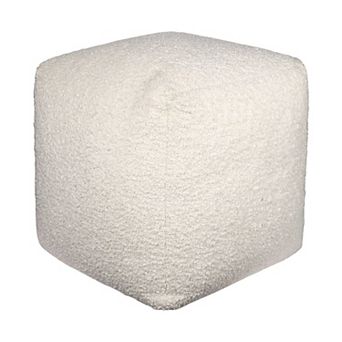 HomeRoots 18" Polyester Cube Outdoor Pouf Ottoman