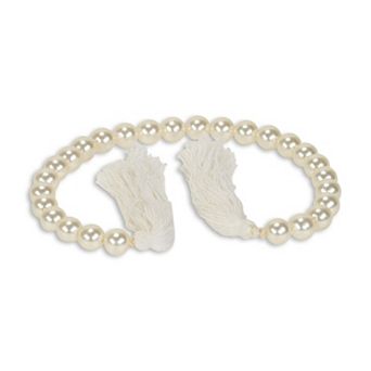 HomeRoots 24" White Pearl Beads Decorative Tassel