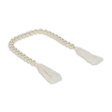 HomeRoots 24" White Pearl Beads Decorative Tassel