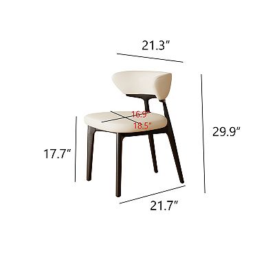 Dining Chairs Set of 2, PU Leather Padded Side Chairs with Solid Wood Legs