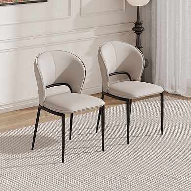 Modern Dining Chairs Set of 2,PU Leather Kitchen Chairs with Back