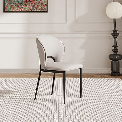 Modern Dining Chairs Set of 2,PU Leather Kitchen Chairs with Back