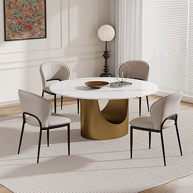 Modern Dining Chairs Set of 2,PU Leather Kitchen Chairs with Back