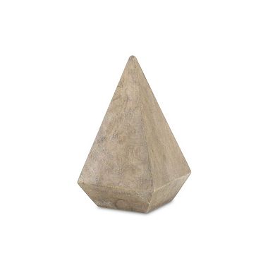 HomeRoots 4" Natural Solid Wood Pyramid Decorative Sculpture