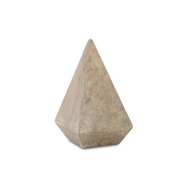 HomeRoots 4" Natural Solid Wood Pyramid Decorative Sculpture