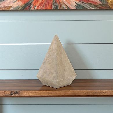 HomeRoots 4" Natural Solid Wood Pyramid Decorative Sculpture