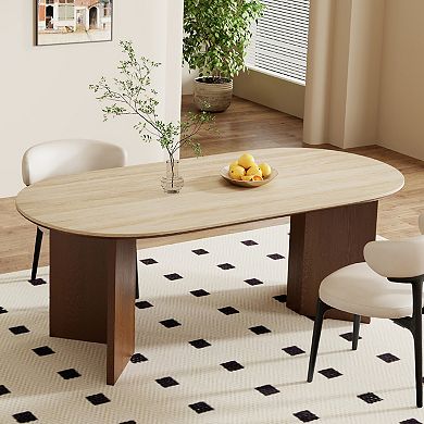 71" Oval Dining Table for 6, Mid Century Modern Dining Table