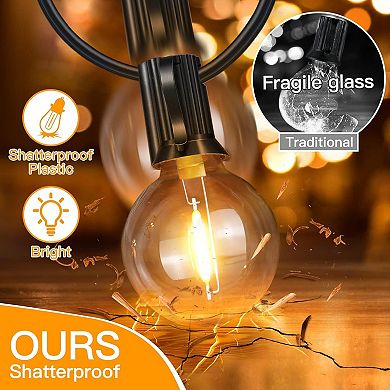 Ollny 25FT G40 Outdoor String Lights (13 Bulbs, IP45 Waterproof, Connectable, 1 Spare Bulbs)