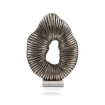 HomeRoots 17" Silver And White Aluminum And Marble Tabletop Sculpture