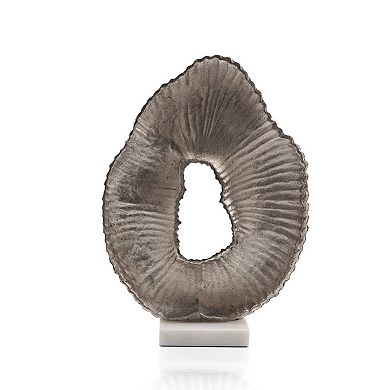 HomeRoots 17" Silver And White Aluminum And Marble Tabletop Sculpture