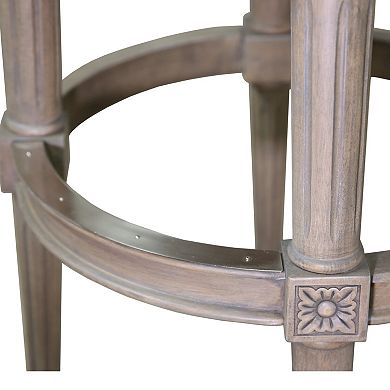 HomeRoots 25" Gray Solid Wood and Fabric Counter Height Swivel Bar Chair