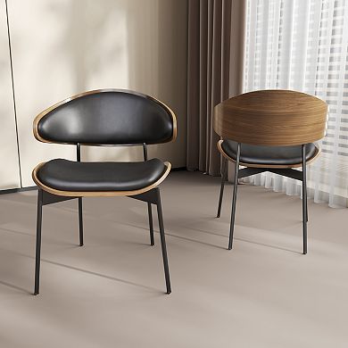 Modern Dining Room Chairs Set of 2, PU Leather Armless Dining Chairs