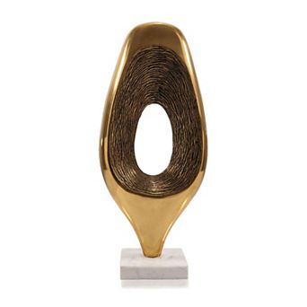 HomeRoots 19" Gold And White Aluminum And Marble Abstract Tabletop Sculpture