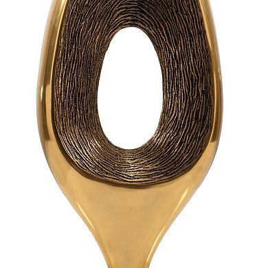 HomeRoots 19" Gold And White Aluminum And Marble Abstract Tabletop Sculpture