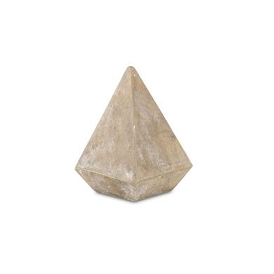 HomeRoots 3" Brown Solid Wood Pyramid Decorative Sculpture