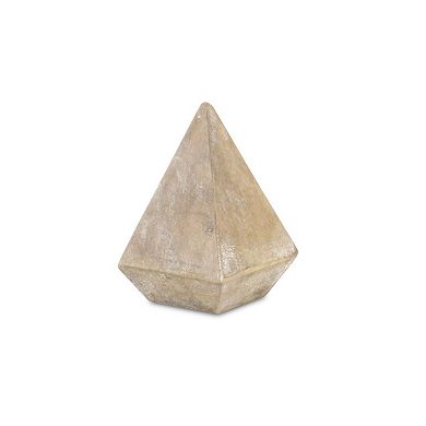 HomeRoots 3" Brown Solid Wood Pyramid Decorative Sculpture