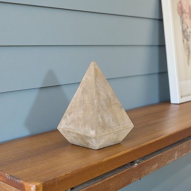 HomeRoots 3" Brown Solid Wood Pyramid Decorative Sculpture