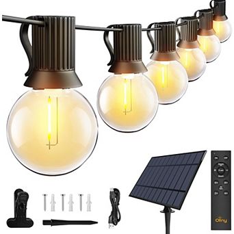 Ollny 110FT G40 Outdoor Solar Lights (50 Bulbs, IP45 Waterproof, Solar Powered, 2 Spare Bulbs)