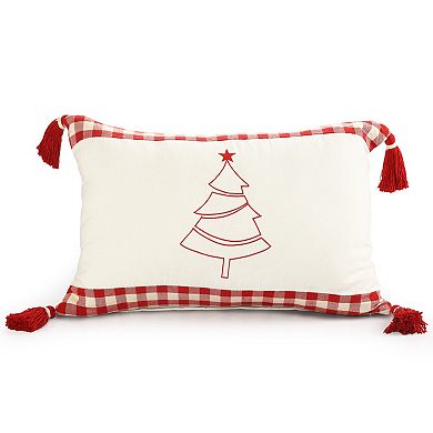 HomeRoots Set of Two Red And White Lumbar Christmas Cotton Throw Pillow Covers