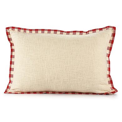 HomeRoots Set of Two Ivory And Red Lumbar Christmas Cotton Throw Pillow Covers